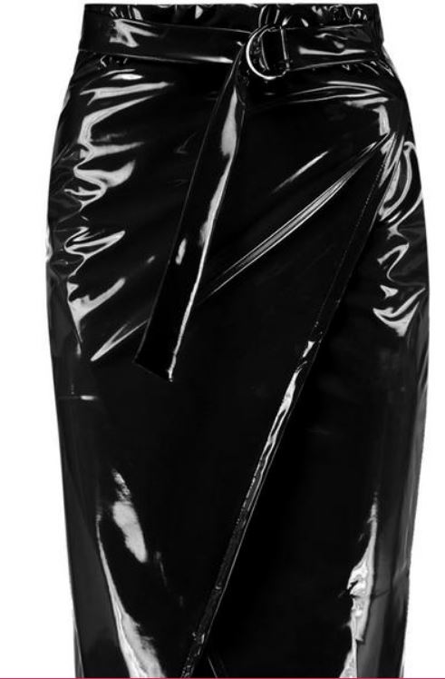 Vinyl Wrap & Belted Midaxi Skirt Red – Shiny Fashionista