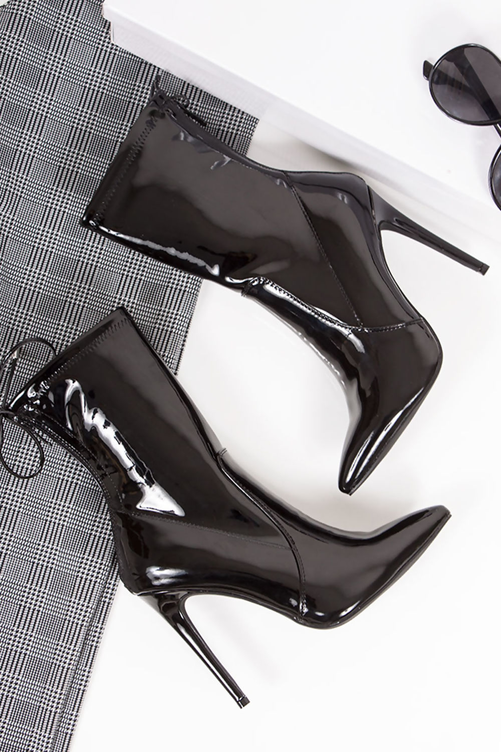 Lavish Luxe ZARA Womens Black Patent Tie Back Stiletto Boots UK 6 (FREE ...