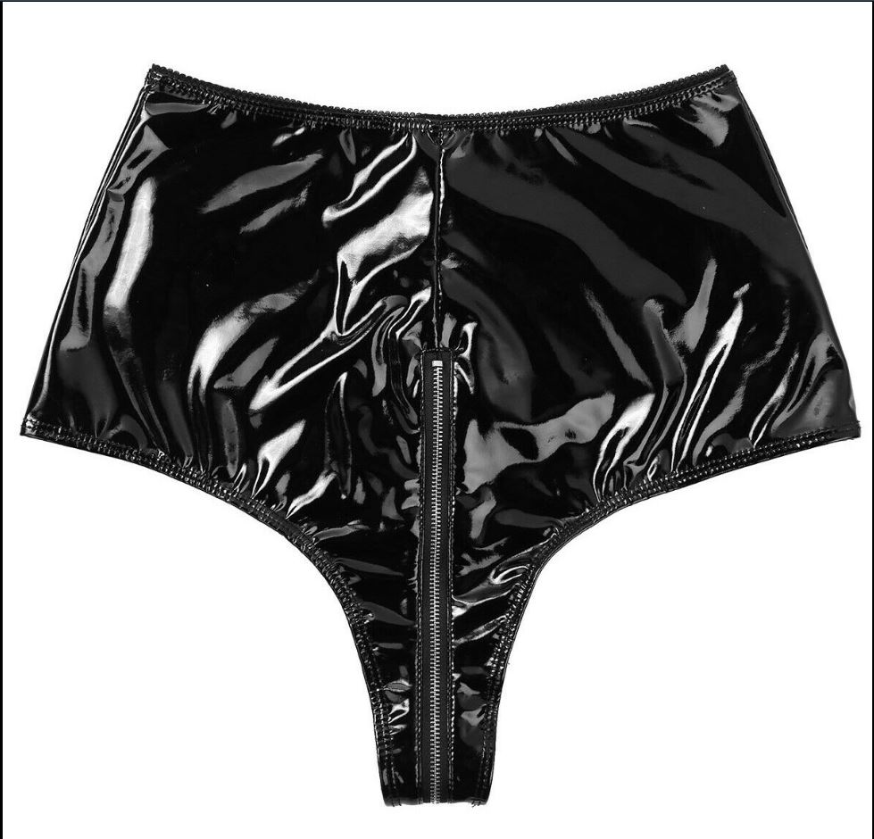 Womens Wet Look Leather Shorts High Waist Zip Up Booty Shorts Hot Pants ...